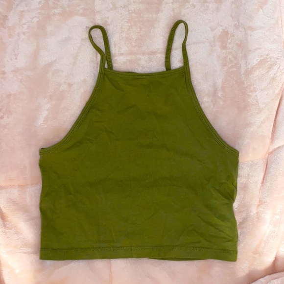 halter style dark army green cropped tank top from H&M Divided - Picture 1 of 2